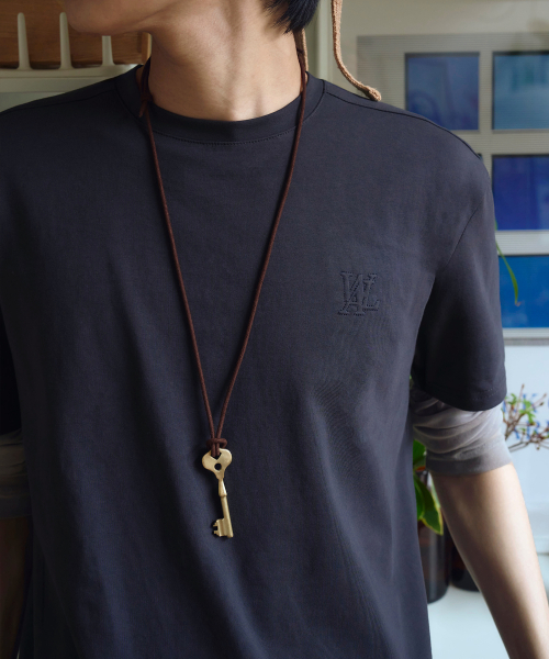 Basic cotton regular t-shirts -CHARCOAL