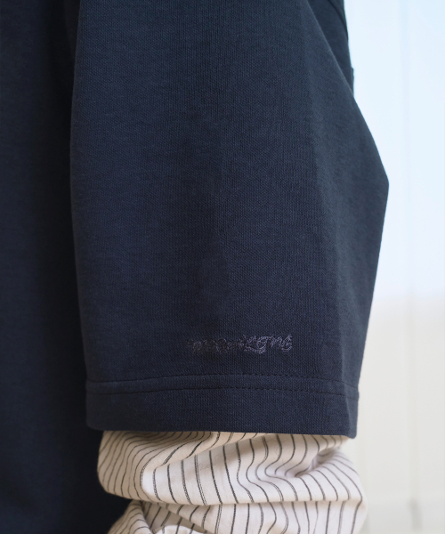 Airy cotton semi-loose polo shirt - NAVY