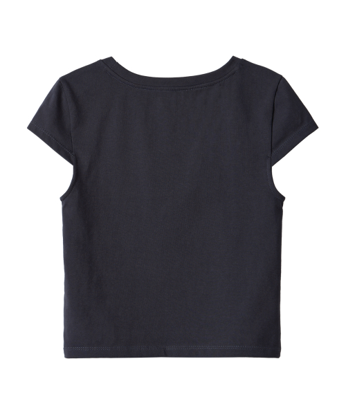 Slim cotton square neck cap t-shirts - CHACOAL