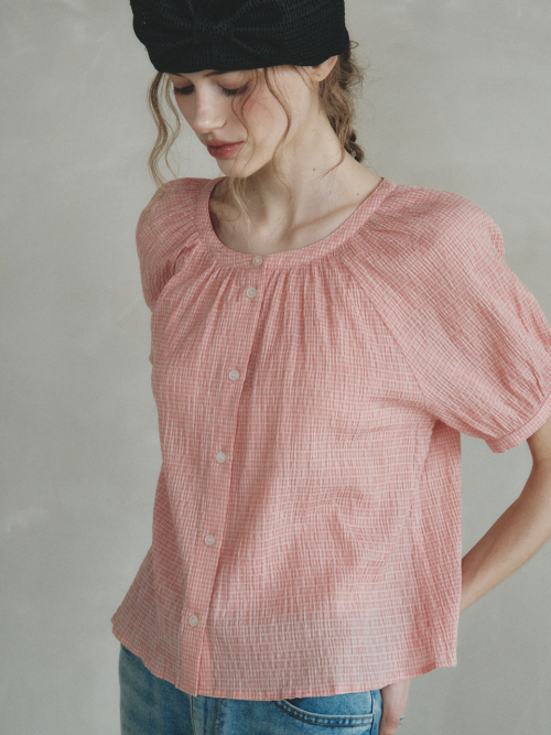 CHLOE raglan check blouse_RED