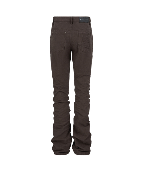 Bondage Zip Flare Pants_[Brown]