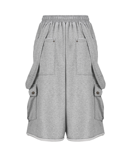 Suspender Cargo Bermuda Pants_[Gray]