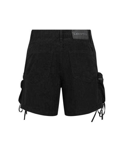 String Cargo Shorts_[Black]