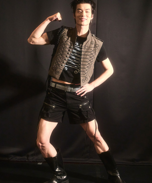 String Cargo Shorts_[Black]