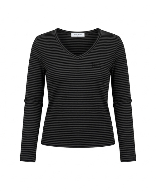 STRIPE OVERLAB LONG SLEEVE [BLACK]