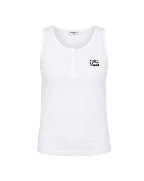 SLIM HENLEY NECK SLEEVELESS [WHITE]