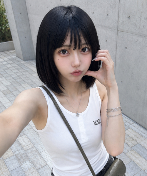 SLIM HENLEY NECK SLEEVELESS [WHITE]