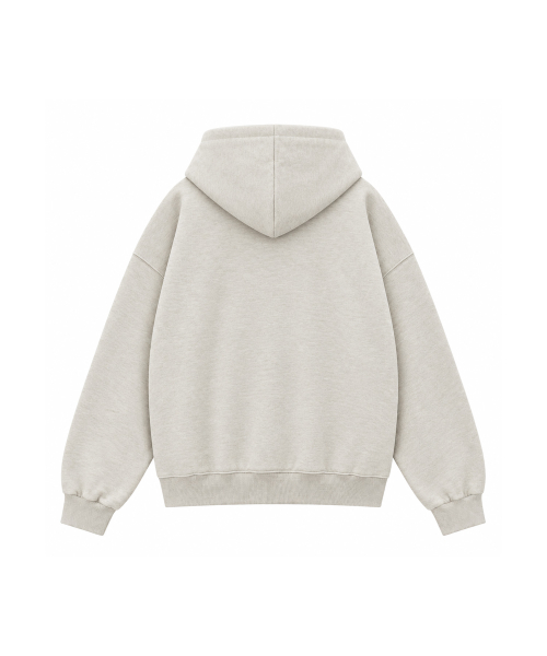 DOT CHECK PATCH LOOSE FIT HOODIE [OATMEAL]