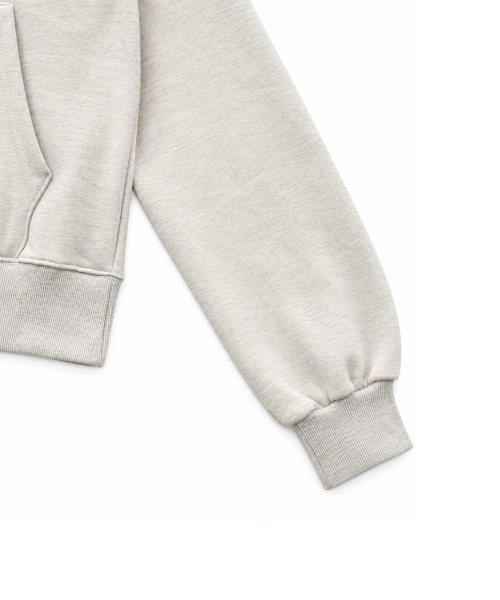 DOT CHECK PATCH LOOSE FIT HOODIE [OATMEAL]