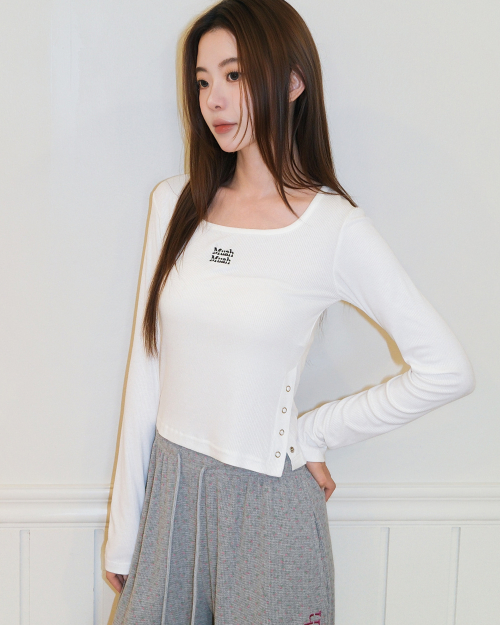 SLIT BUTTON ROUND LONG SLEEVE [WHITE]