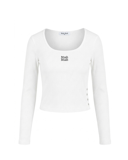 SLIT BUTTON ROUND LONG SLEEVE [WHITE]
