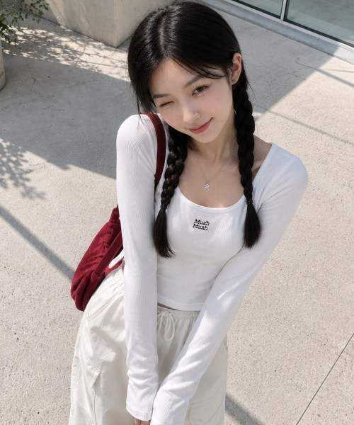 SLIT BUTTON ROUND LONG SLEEVE [WHITE]