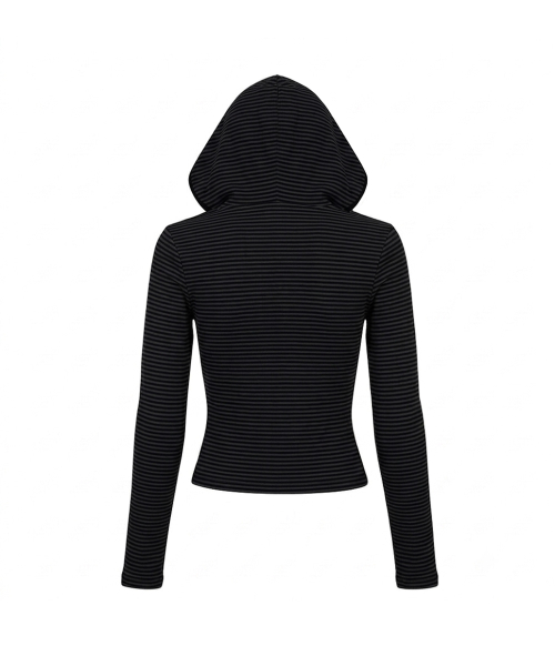 BRUSH STRIPE HOOD LONG SLEEVE [BLACK]