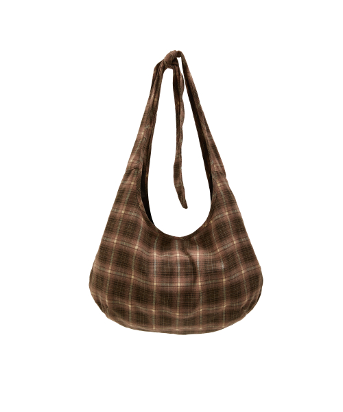 Star Check Applique Shoulder Bag BROWN