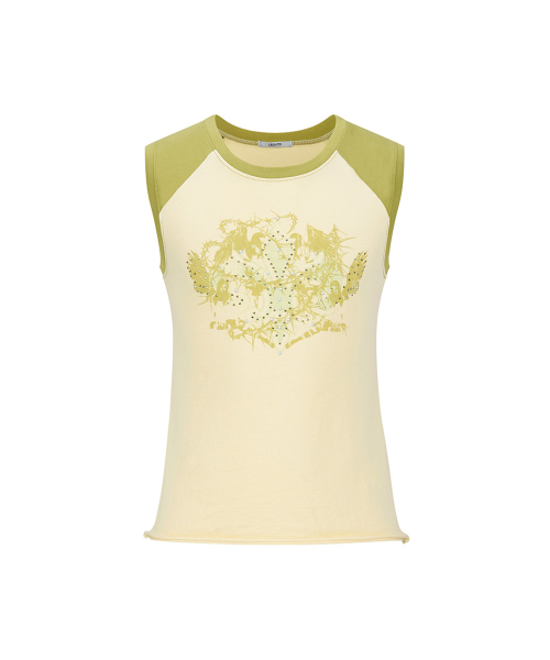 Rhinestone Raglan Sleeveless_[Lemon]