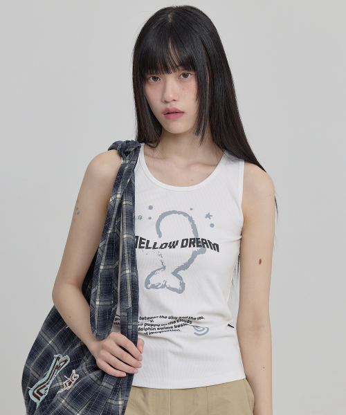MELLOW DREAM Dolphin Graphic Sleeveless WHITE