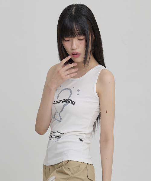 MELLOW DREAM Dolphin Graphic Sleeveless WHITE