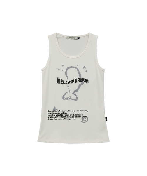 MELLOW DREAM Dolphin Graphic Sleeveless WHITE