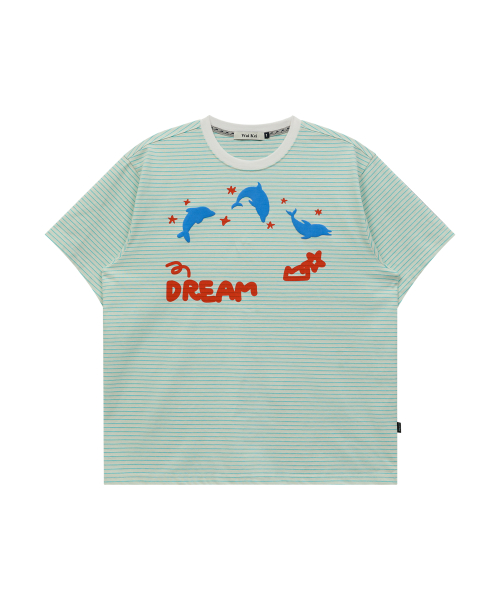 DREAM Dolphin Stripe Half Sleeve T-shirt MINT