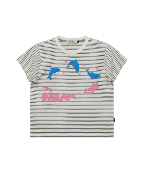 DREAM Dolphin Stripe Half Sleeve T-shirt WHITE
