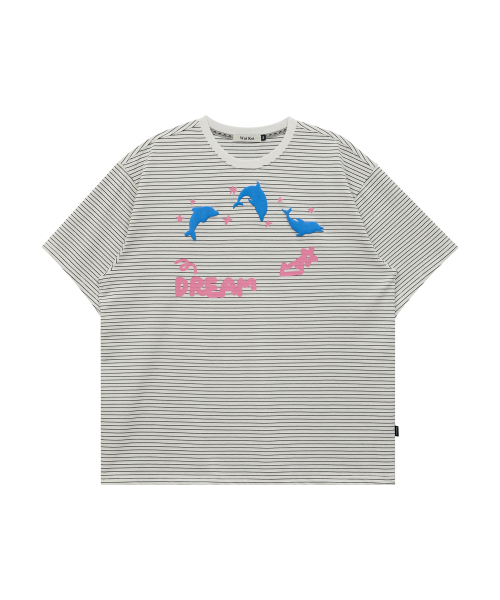DREAM Dolphin Stripe Half Sleeve T-shirt WHITE