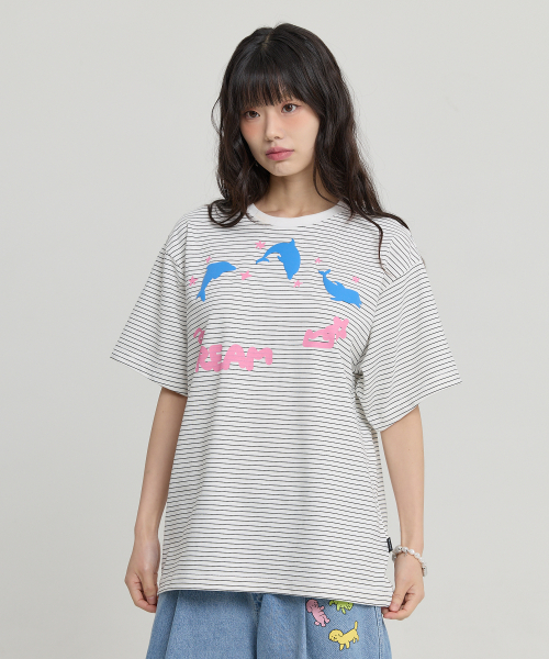 DREAM Dolphin Stripe Half Sleeve T-shirt WHITE
