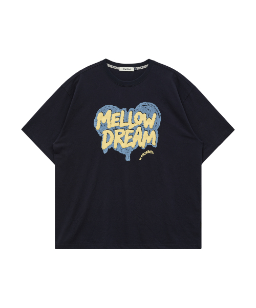MELLOW DREAM Sketch Heart Half Sleeve T-shirt NAVY