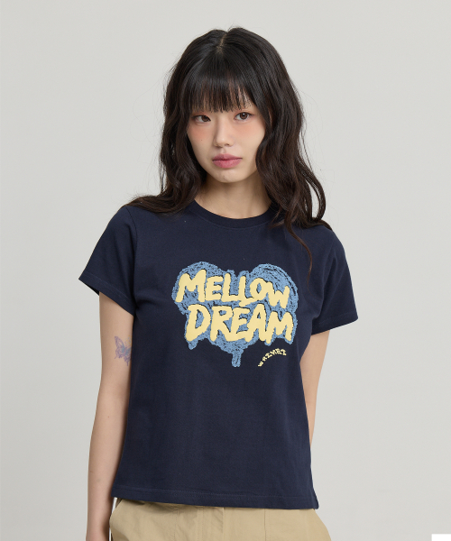 MELLOW DREAM Sketch Heart Half Sleeve T-shirt NAVY