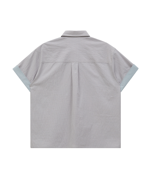 Tie SET Check Half Shirt GREY