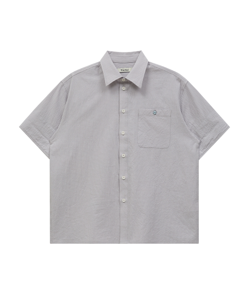 Tie SET Check Half Shirt GREY