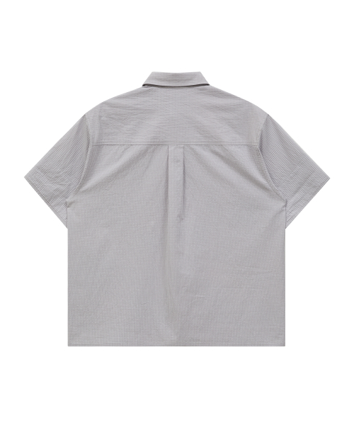Tie SET Check Half Shirt GREY