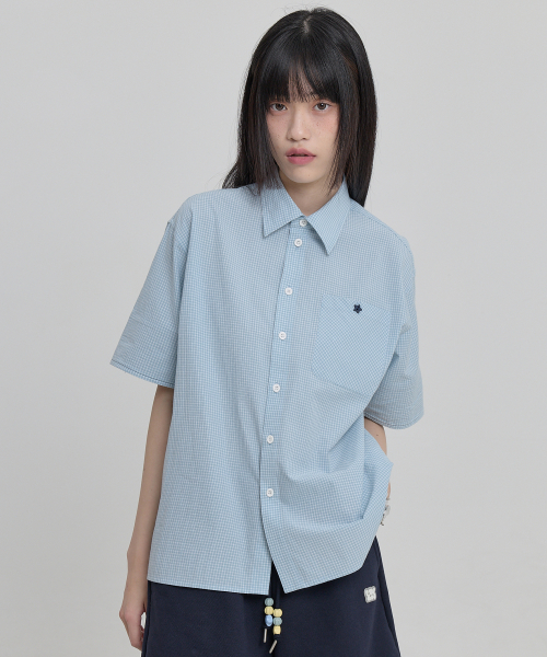 Tie SET Check Half Shirt MINT