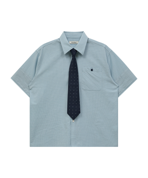 Tie SET Check Half Shirt MINT