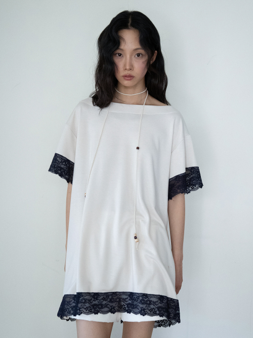 LACE LOOSE T (BEIGE)
