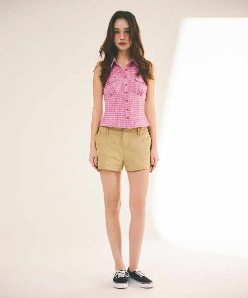 CHECK SLEEVELESS SHIRT