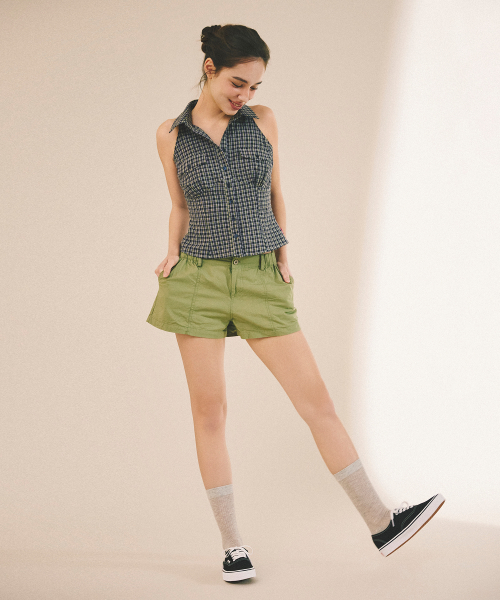 CHECK SLEEVELESS SHIRT