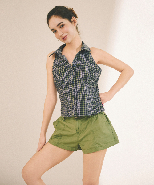 CHECK SLEEVELESS SHIRT