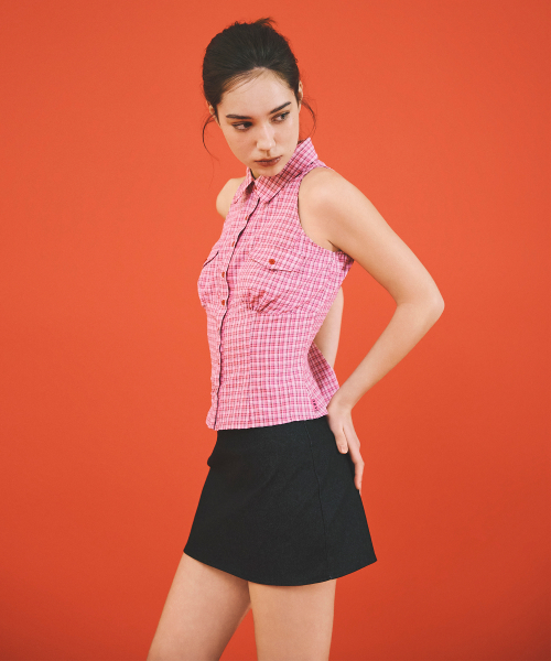 CHECK SLEEVELESS SHIRT