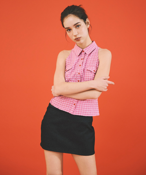 SPAN DENIM LOW SKIRT
