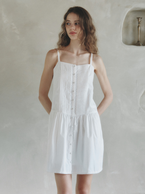 DOLPHIN pintuck mini dress_WHITE
