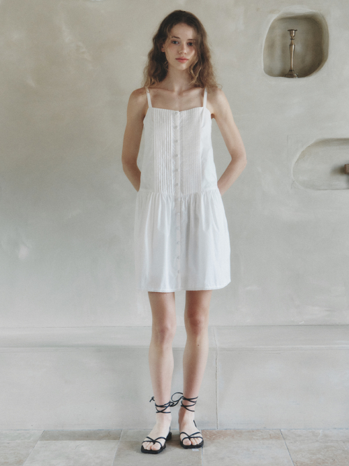 DOLPHIN pintuck mini dress_WHITE