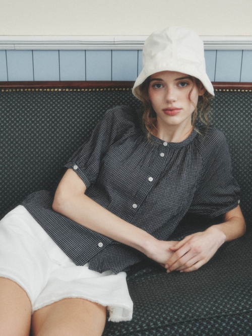 CHLOE raglan check blouse_BLACK