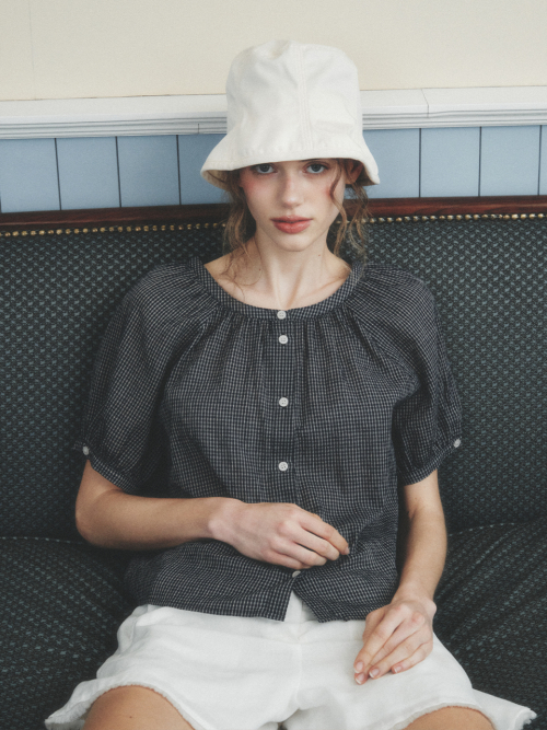 CHLOE raglan check blouse_BLACK