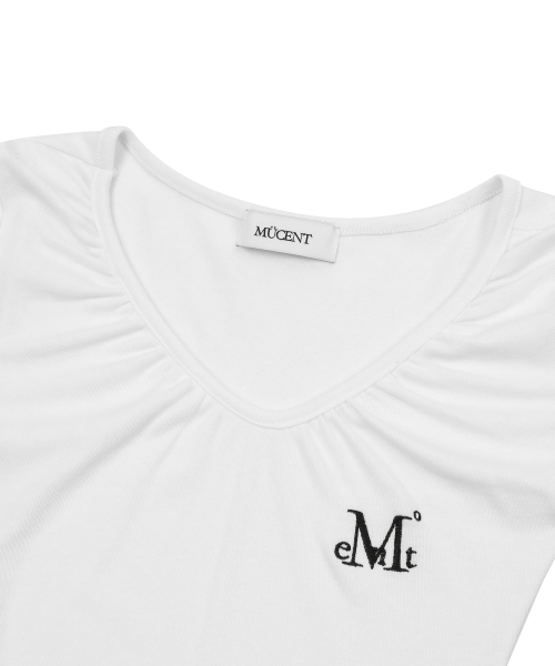 MOVER V NECK SHIRRING HALF T (4COLOR)
