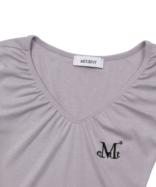 MOVER V NECK SHIRRING HALF T (4COLOR)