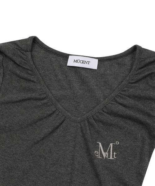 MOVER V NECK SHIRRING HALF T (4COLOR)