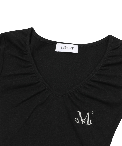 MOVER V NECK SHIRRING HALF T (4COLOR)