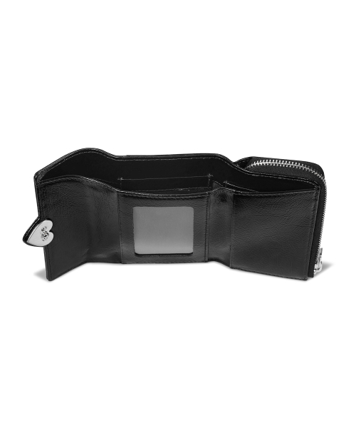 HEARTY ZIP FLAP WALLET - BLACK