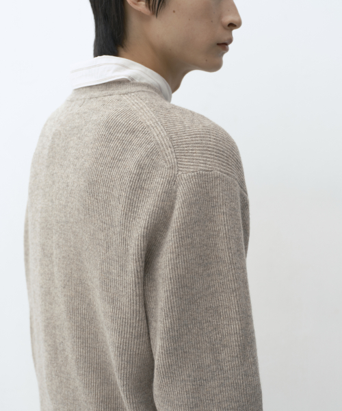 [VICTORIA WOOL] MINIMAL RIBBED CREW NECK KNIT [OATMEAL]