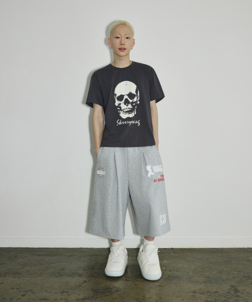 VTG 스컬 크롭 티셔츠[차콜]